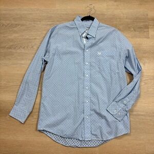 Panhandle Rough Stock Polka Dot Long Sleeve Button Down Shirt Men's Medium